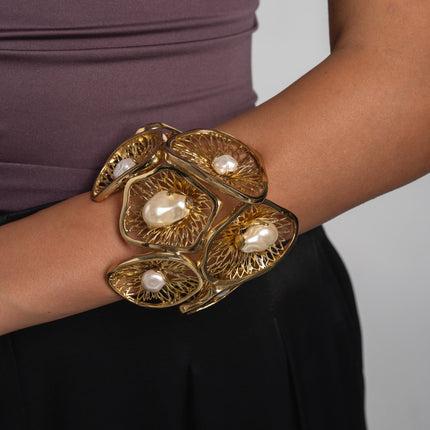 Bracelet-Brass-Creamrose Light Pearl