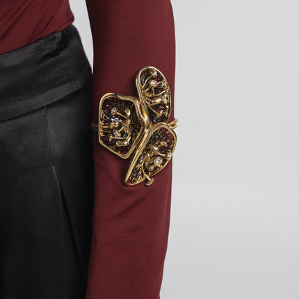 Bracelet-Brass, Black Oxidation-White Crystal