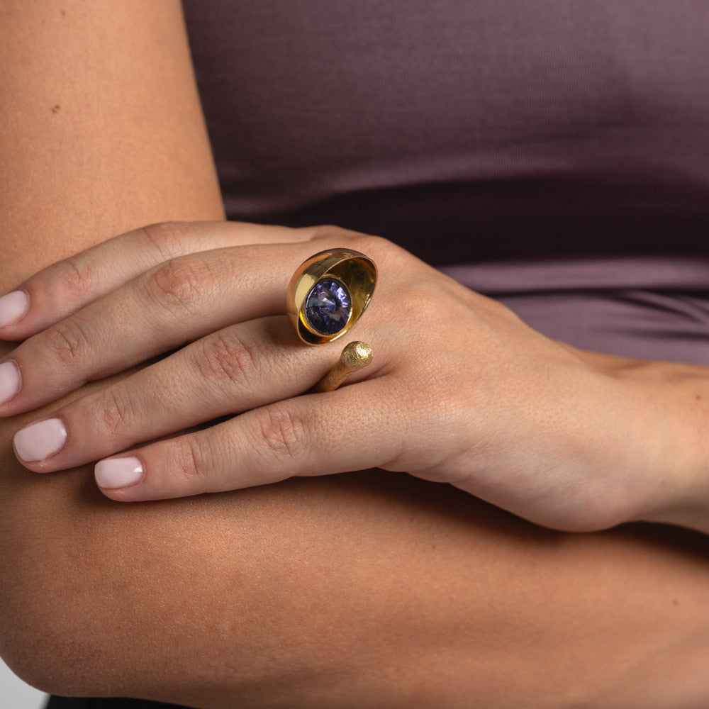 Ring-Brass-Tanzanite Crystal