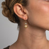 Earrings-Brass-White Crystal-Creamrose Light Pearl