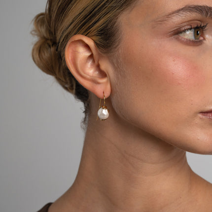 Earrings-Brass-Creamrose Light Pearl