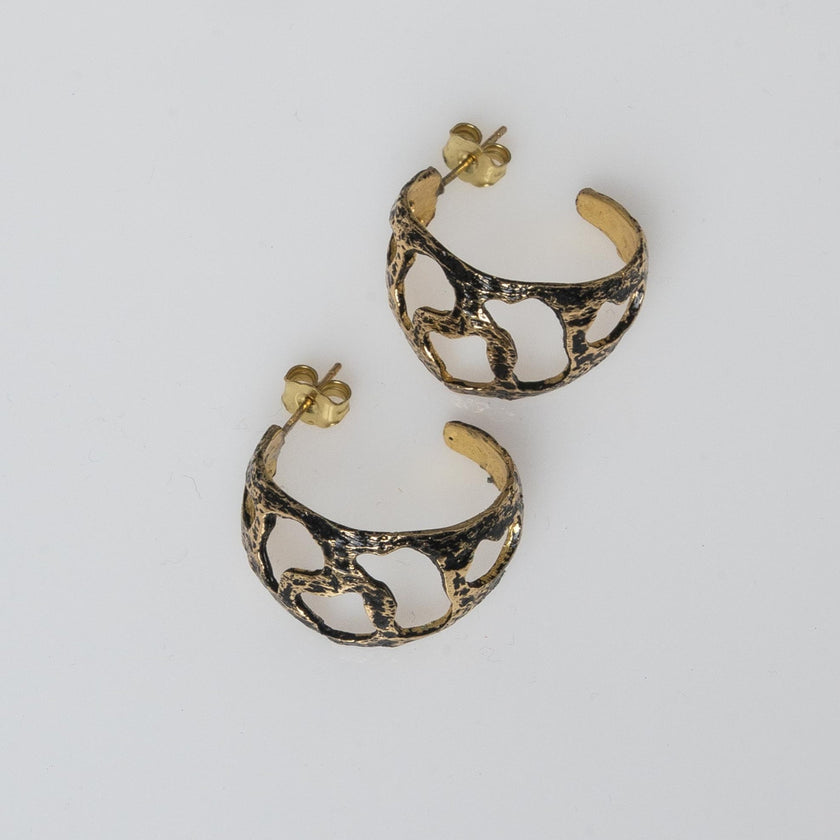 Earrings-Brass, Black Oxidation