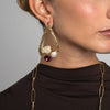 Earrings-Brass-Amethyst Crystal-Creamrose Light Pearl