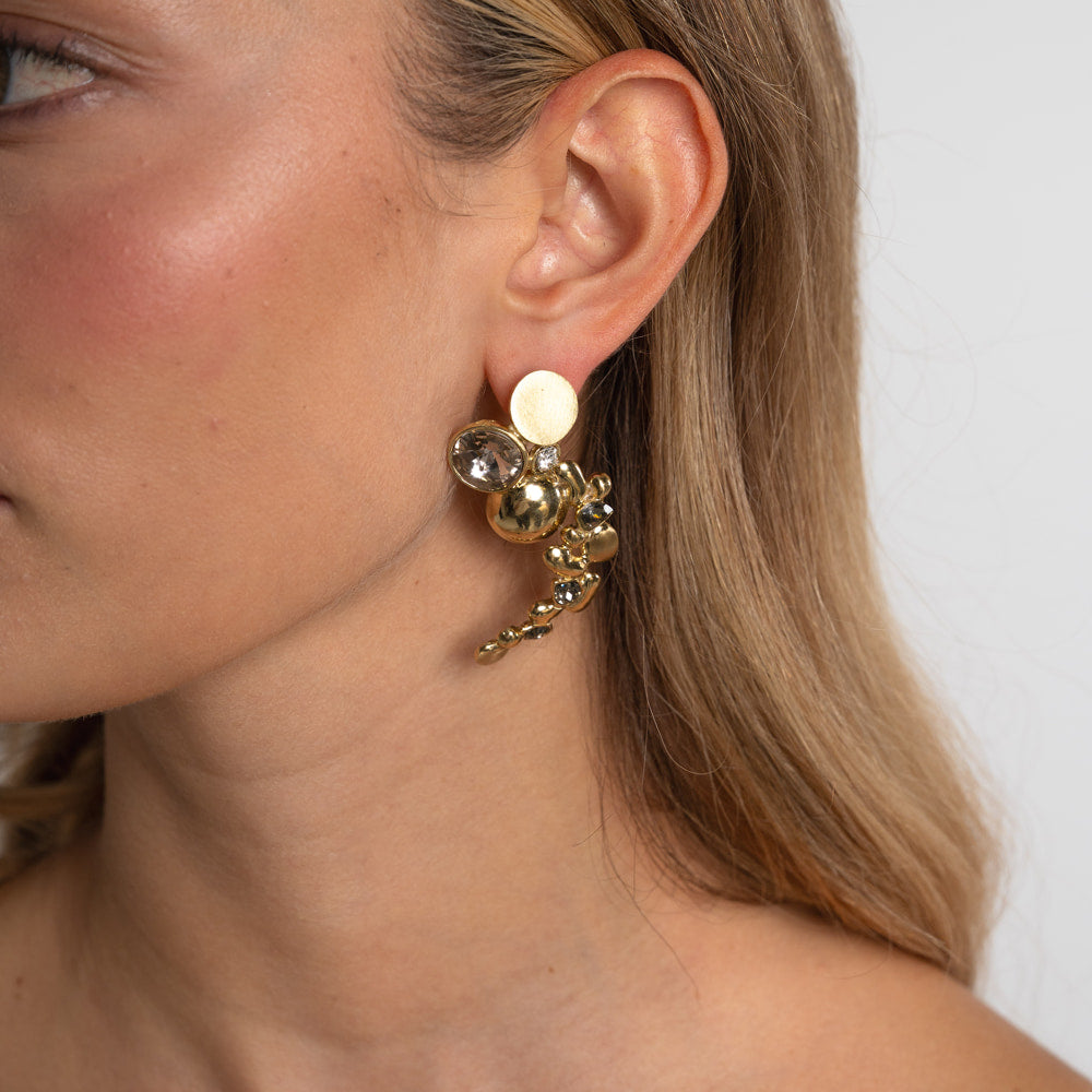 Earrings-Brass-Velvet Crystal