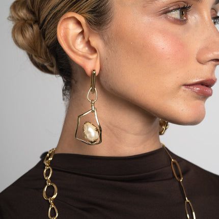 Earrings-Brass-Creamrose Light Pearl
