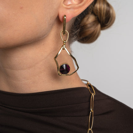 Earrings-Brass-Amethyst Crystal