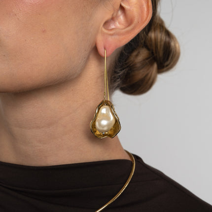Earrings-Brass-Creamrose Light Pearl