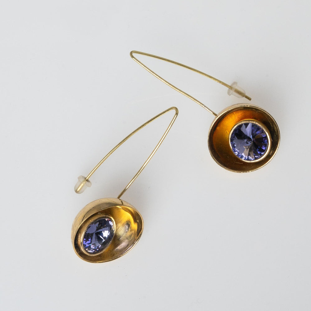 Earrings-Brass-Tanzanite Crystal