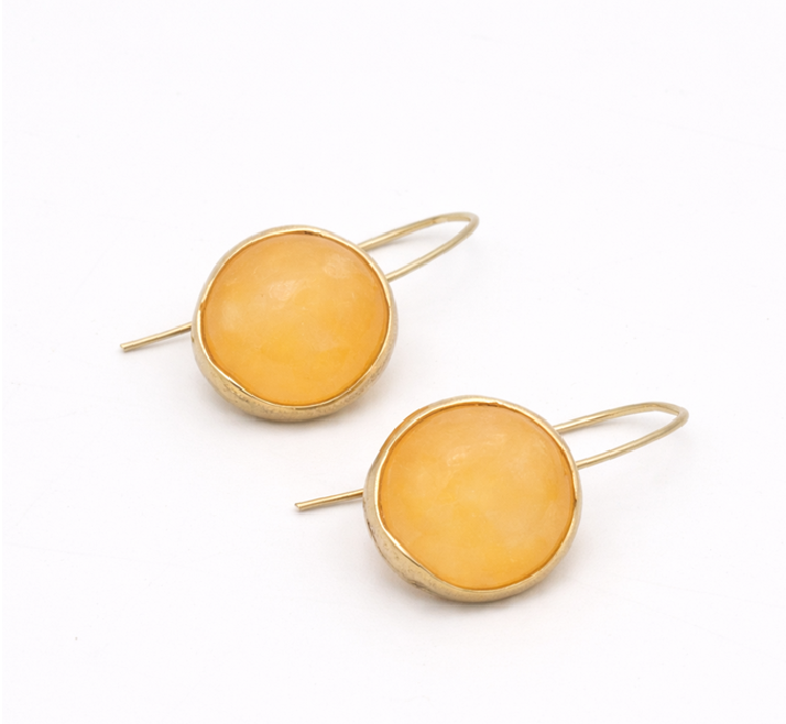 Kiss Earrings — handmade brass earring with organic edge and resin stone setting