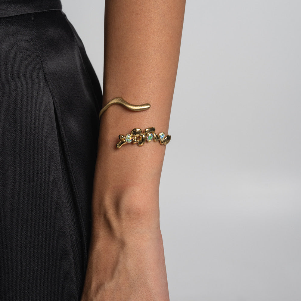 Bracelet-Brass-AB Crystal