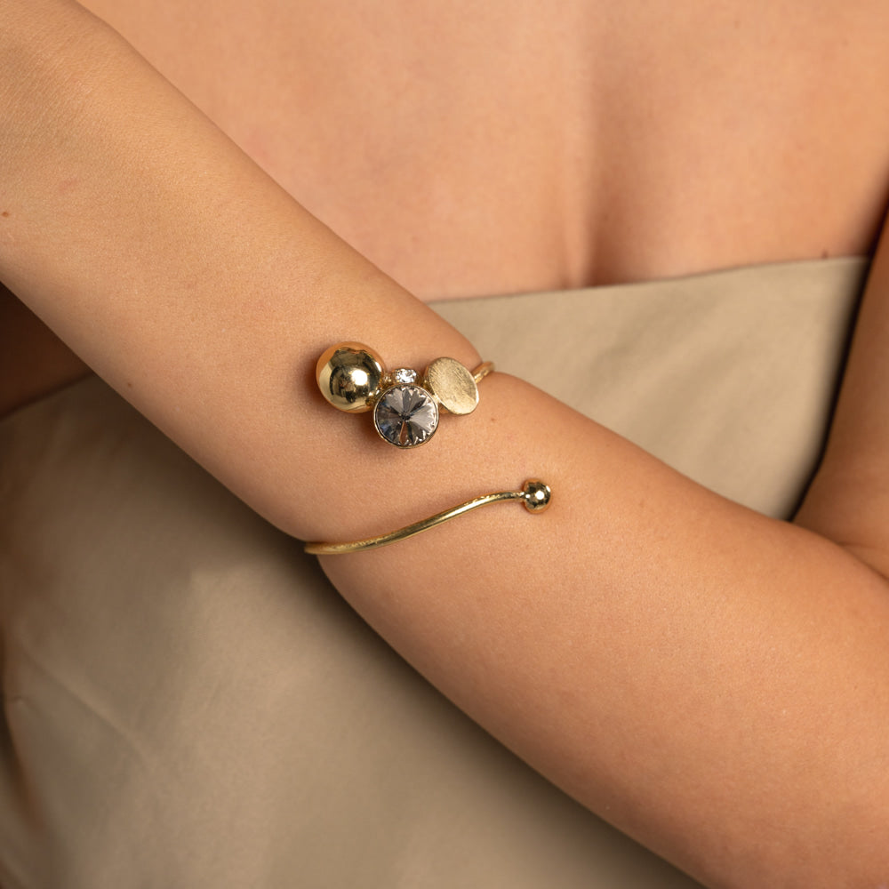 Bracelet-Brass-Velvet Crystal
