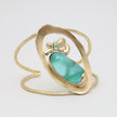 handmade brass statement cuff bracelet with stone, artisan jewelry made in Greece