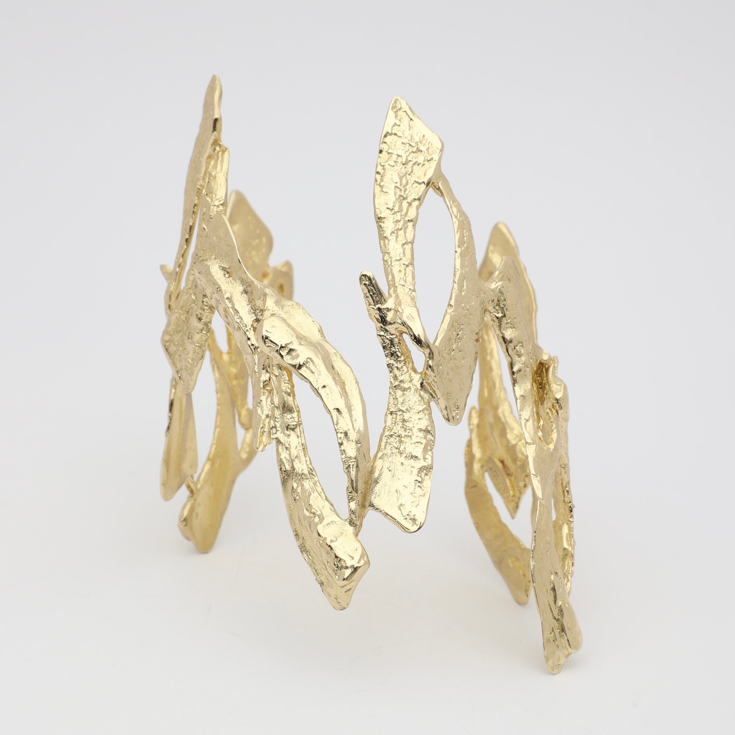 Double Nera Bracelet — handmade brass sculptural double cuff bracelet, artisan statement jewelry made in Greece