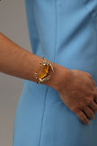 Crabby Bracelet — handmade brass statement cuff bracelet with crab and resin stone, jewelry made in Greece