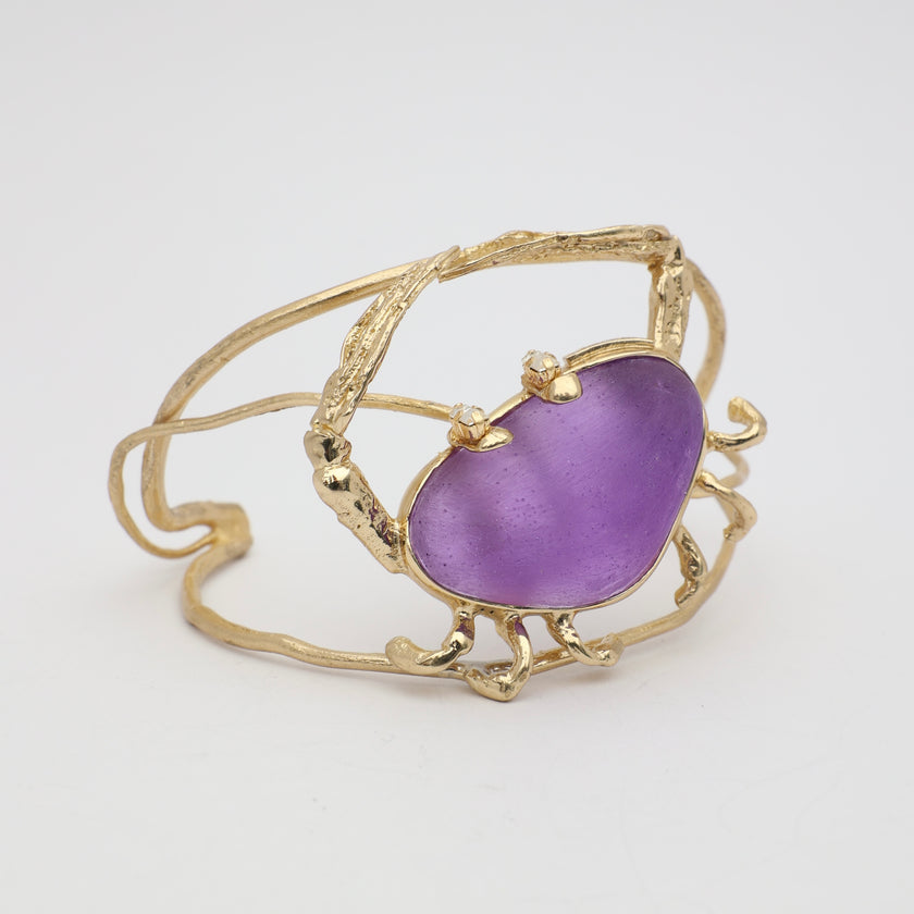 Claw Crabby Bracelet — handmade brass boho statement bracelet with sculptural sea creature design