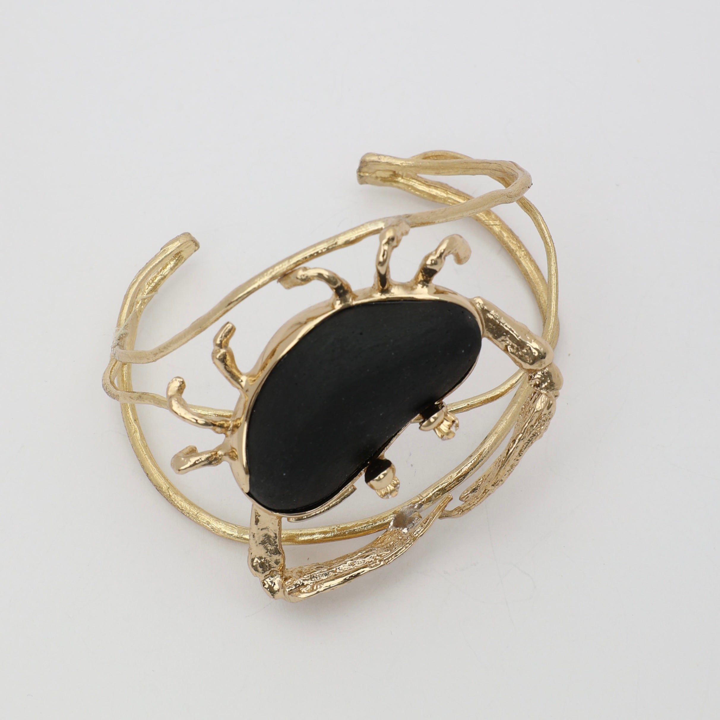 Claw Crabby Bracelet — handmade brass unique designer cuff bracelet with crab and resin stone