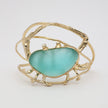 Claw Crabby Bracelet — handmade brass wide cuff bracelet with textured claw detail and crystal accent