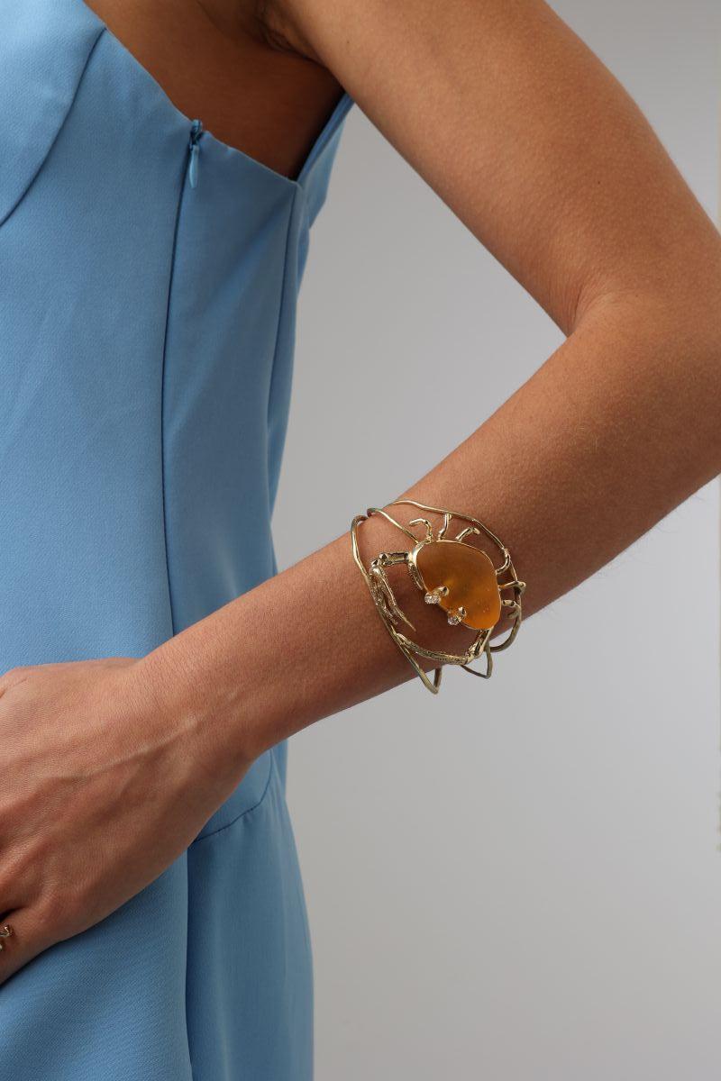 Claw Crabby Bracelet — handmade brass crab claw bracelet, sculptural artisan jewelry