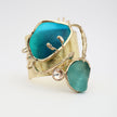 Crabby The Thief Bracelet — handmade brass artisan cuff bracelet with crab, resin stones and baguette crystals