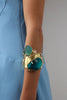 Crabby The Thief Bracelet — handmade brass wide cuff bracelet with sculptural crab, resin stones and crystal accents