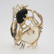 Crabby The Dancers Bracelet — handmade brass and oxidised brass artisan cuff with dual crab motif and baguette crystals