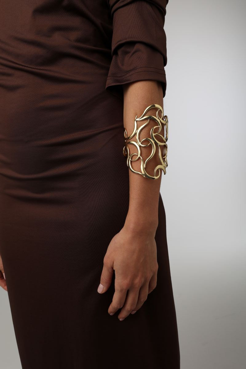 Eternity Bracelet — handmade brass sculptural statement cuff bracelet, artisan jewelry made in Greece