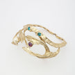King Astor Bracelet — handmade brass sculptural cuff with crystals and baroque pearl, artisan jewelry made in Greece