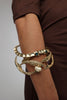 King Astor Bracelet — handmade brass wide open cuff with crystal accents and baroque pearl