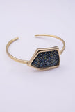Gold hammered cuff bracelet with compressed crystal surface, Glitter Kiss