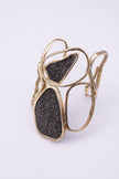 Handmade organic gold statement cuff with crystal panels, handmade in Greece