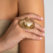 Gold-plated pearl statement ring with organic design, handmade in Greece