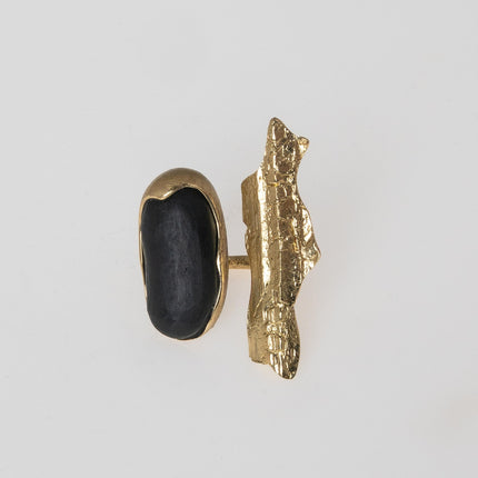 handmade gold plated organic ring sculptural design minimal jewelry handmade in greece
