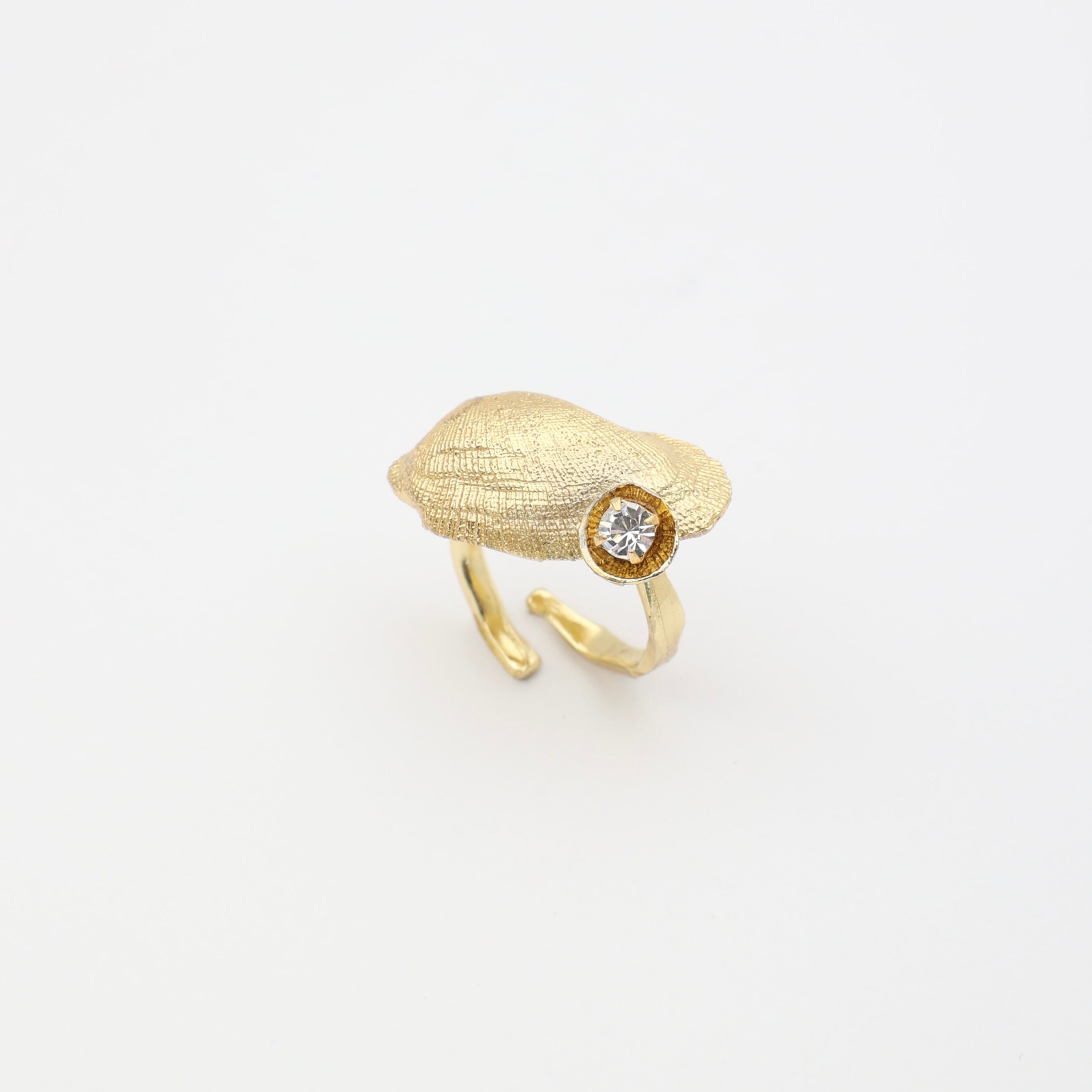 Limpet Ring — handmade brass sculptural statement ring, artisan jewelry made in Greece