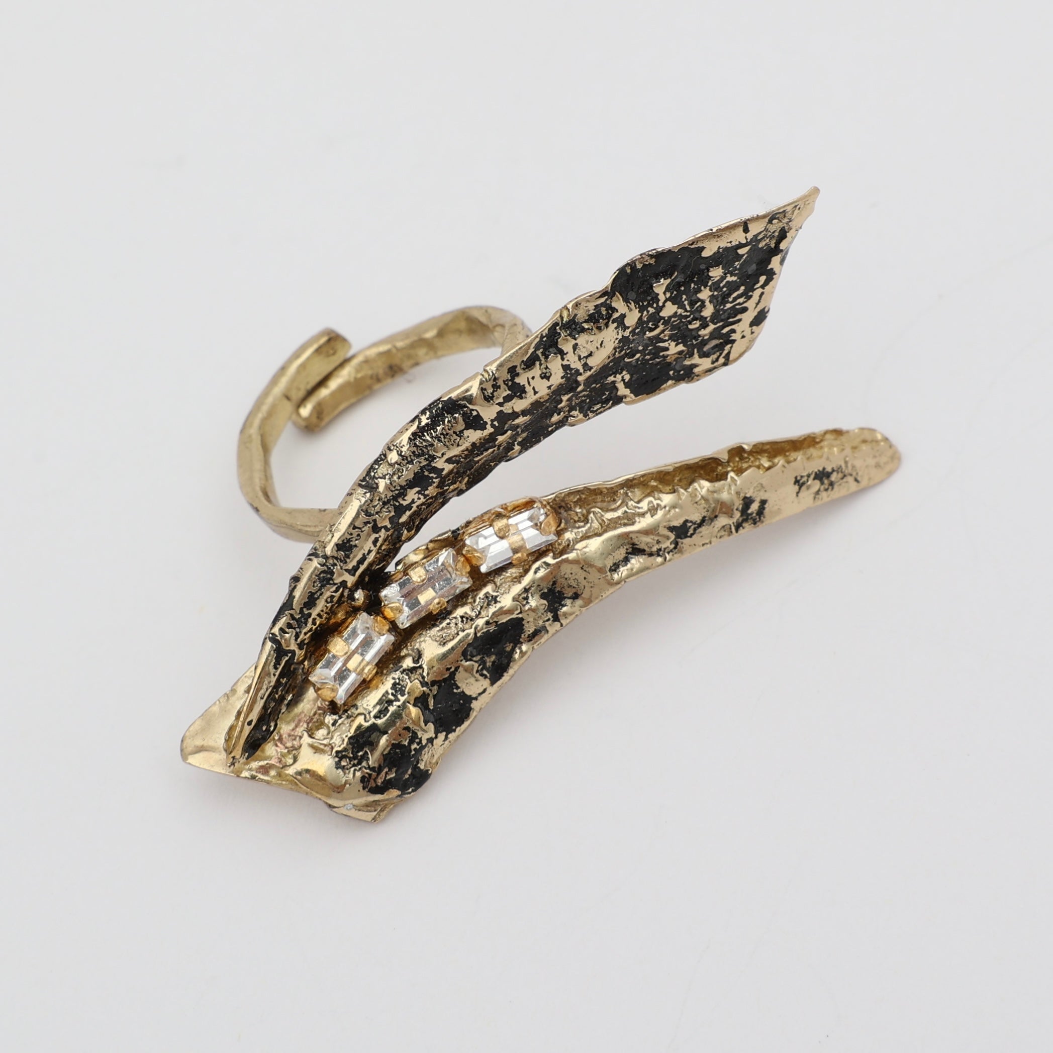 Sparkly Nerra Ring — handmade brass sculptural statement ring, artisan jewelry made in Greece