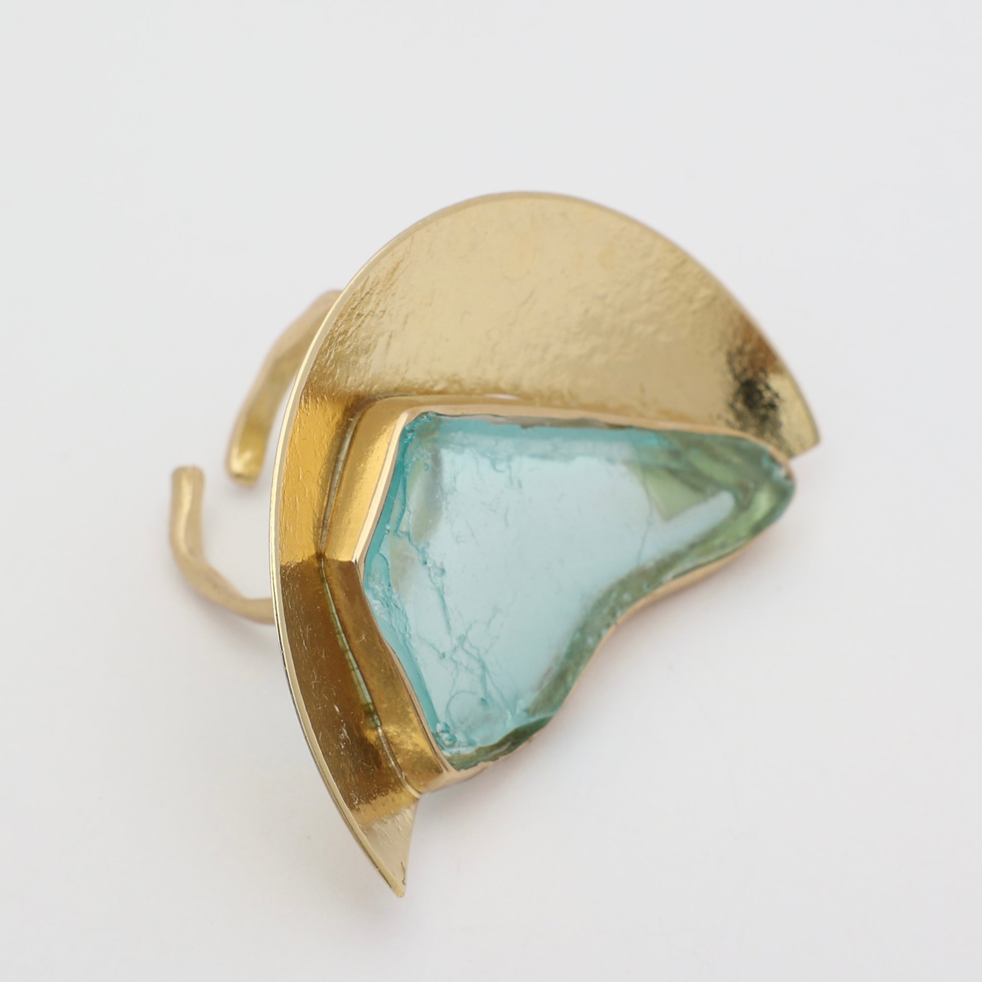 Pond Ring  — handmade brass statement ring  showing scale and proportion
