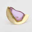 Pond Ring view — handmade brass sculptural cocktail ring with resin stone centerpiece
