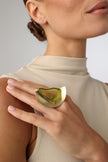 Pond Ring — handmade brass artisan statement ring with raw resin stone, jewelry made in Greece