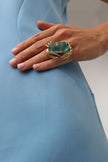 Crabby Ring — handmade brass artisan statement ring with resin stone and creature form, jewelry made in Greece
