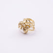 Brass open-band ring with baroque pearl and crystal detail, top view