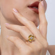 Posy Ring — handmade brass boho flower ring with crystal stone, unique designer jewelry