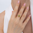 Posy Ring — handmade brass artisan flower ring with crystal stone, jewelry made in Greece