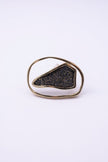 Gold oval statement ring with textured crystal surface, handmade in Greece