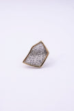 Front view of Glitter Kiss crystal ring with bold gold frame