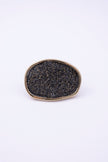 Top view of large oval crystal ring with compressed crystal surface