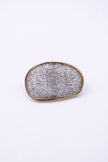 Front view of Glitter Kiss oval crystal ring with slim gold edge