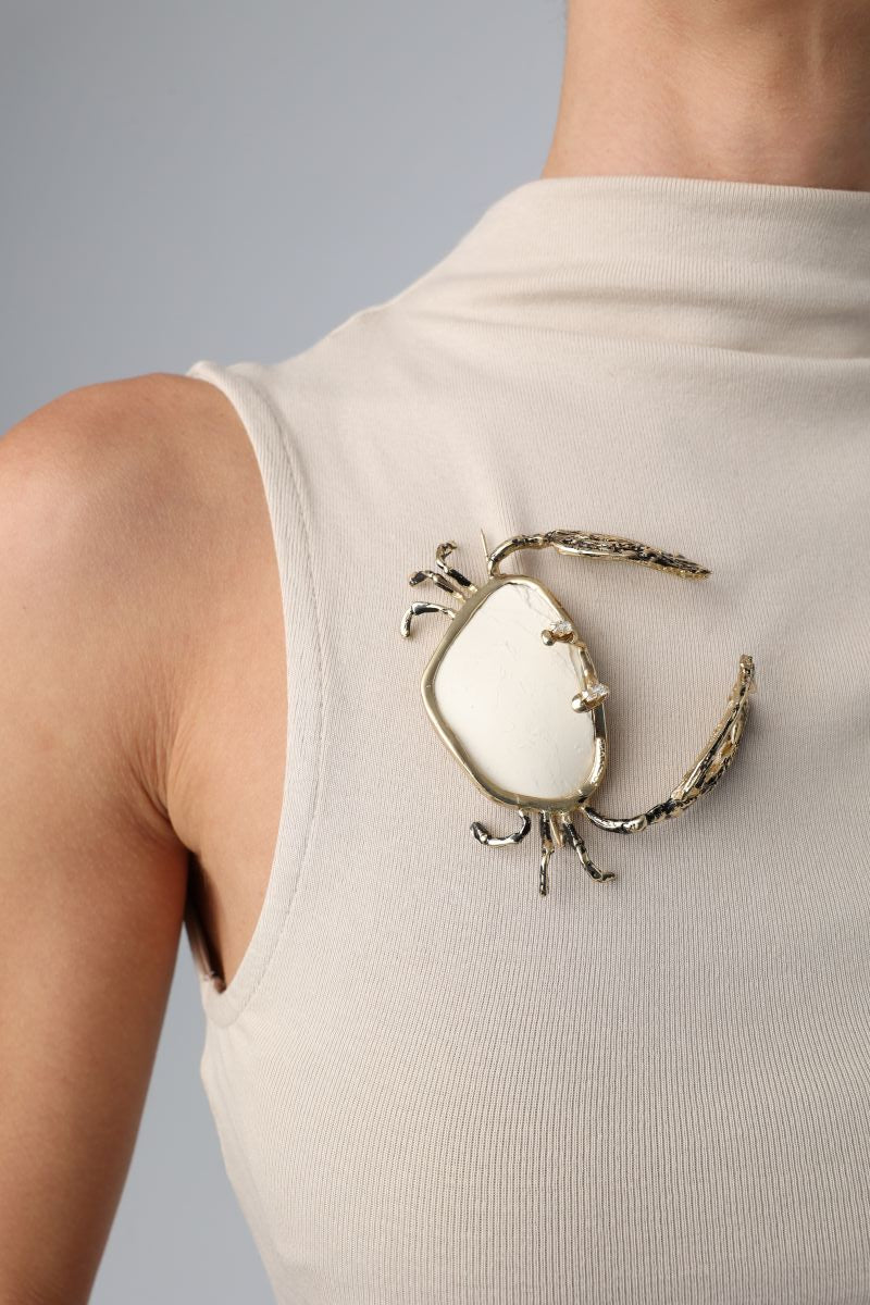 Crasta Pin — handmade brass nature inspired accessory, artisan jewelry made in Greece