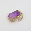 Crabby Pin — handmade brass crab shaped pin with resin stone on whitebox