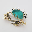 Claw Crabby Pin — handmade brass crab shaped pin with large pincers and resin stone on white background