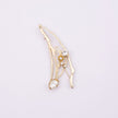 Brass branch-shaped pin with pearl and crystal detail, product shot, Nerea
