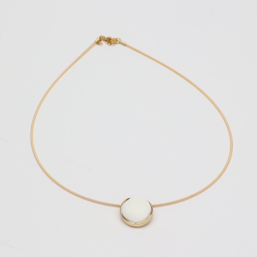 Kiss Necklace — handmade brass minimalist necklace with organic pebble stone, gift for her